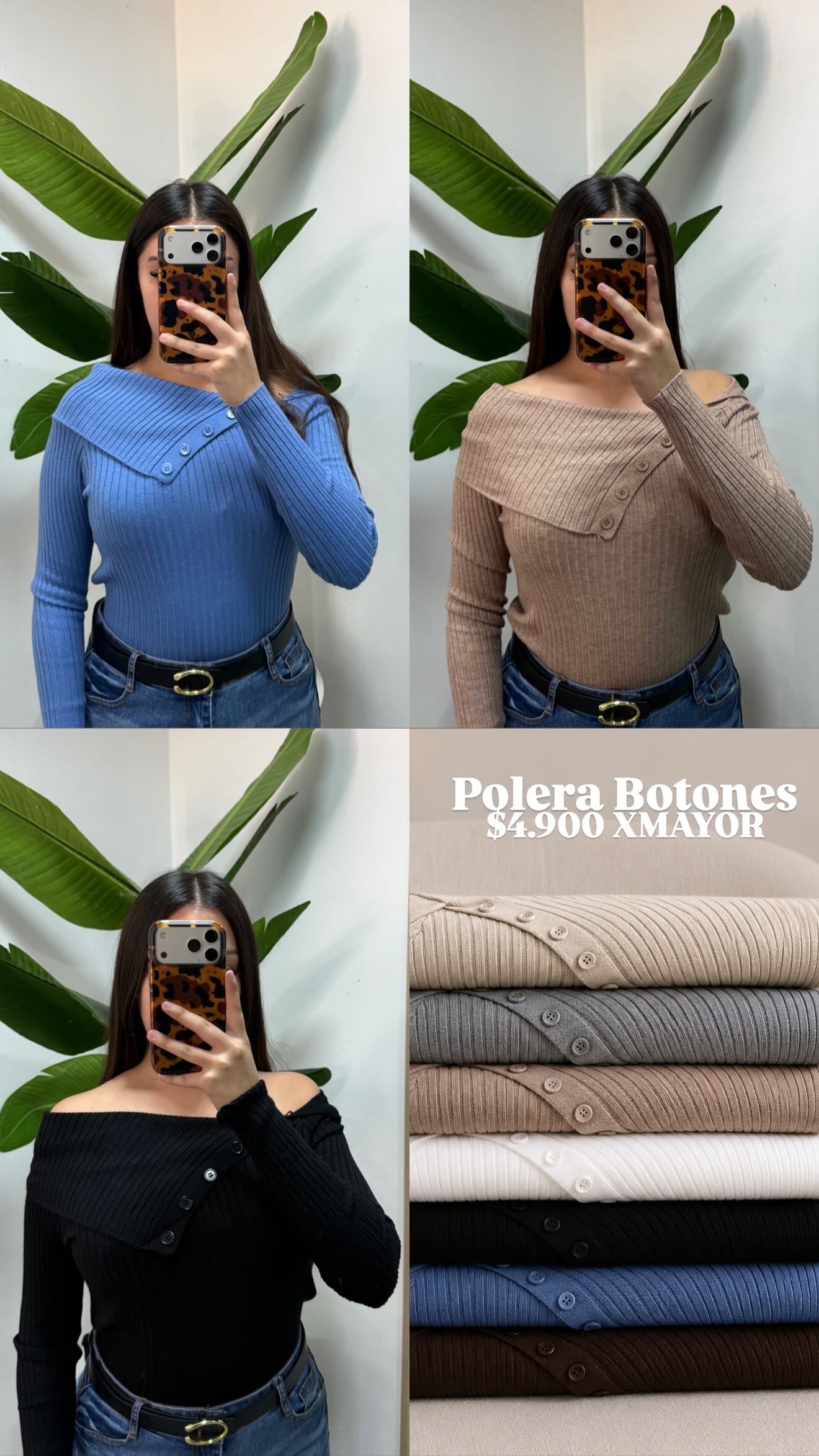 Polera con botón asimétrica